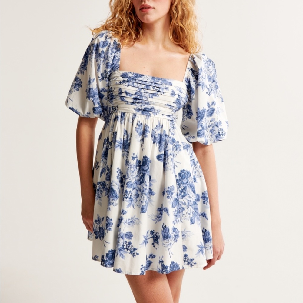 Ruched Puff Sleeve Mini Dress